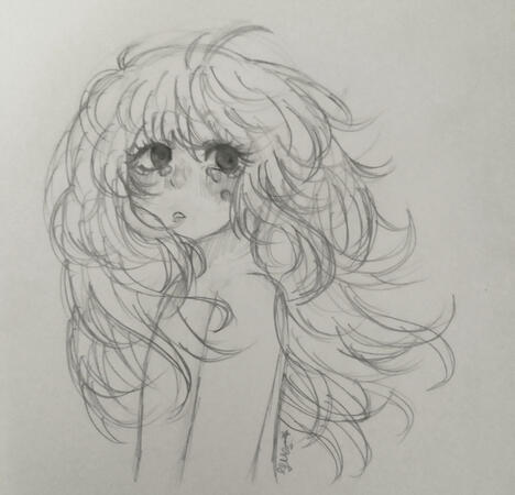 A quick sketch where I practiced drawing hair